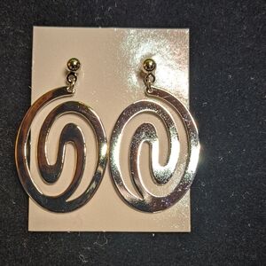 Vintage AVON Spiral Connection Pierced Earrings, Silvertone, NOS